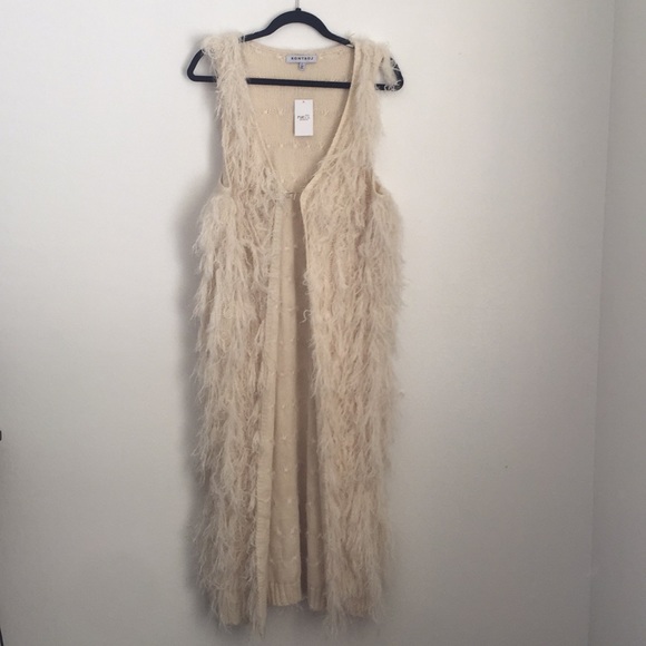 Kontrol Tops - Faux fur duster. Faux fur kimono cardigan duster